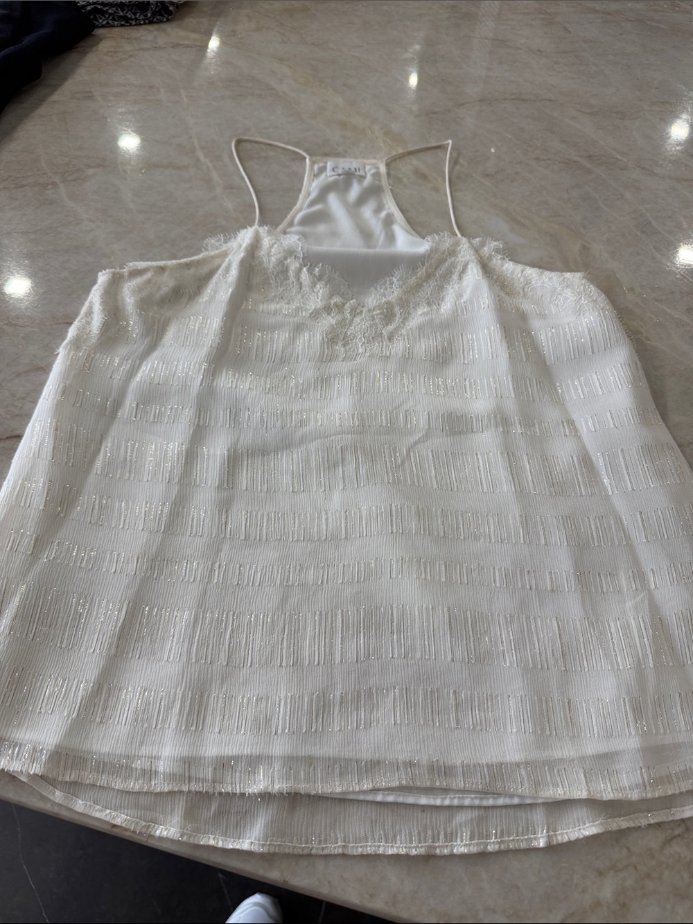 Cami NYC Cream Lace-Trim Strappy Camisole